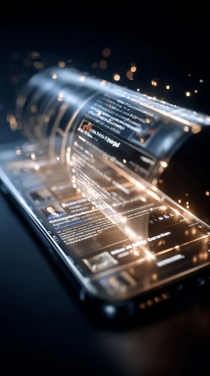 Plataforma digital sobre un dispositivo, con una interfaz fluida e iluminación cálida